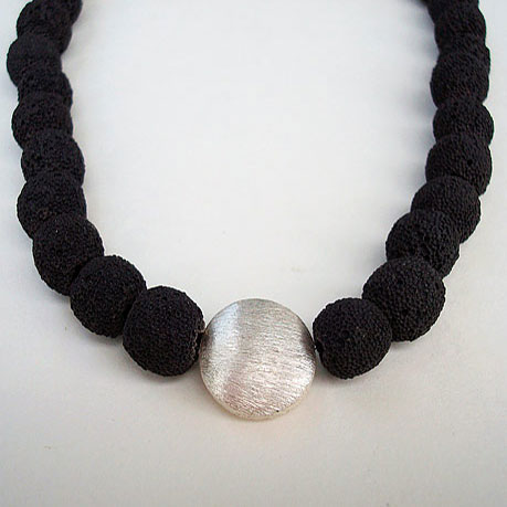 Lava Stone Necklace with a sterling silver dome