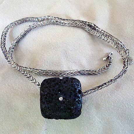 Lava Stone Pendant on a handmade sterling silver chain 