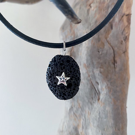 Sterling Silver Star and Lava Stone